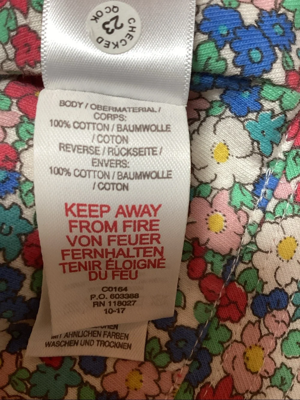 Mini Boden Red White Stripes Liberty Floral print Reversible Sun Hat size medium